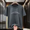 Camiseta Negra para Hombre de Manga Corta Moderna con Estampado de Letras Verano Algodón de Manga Media Camiseta Básica de Cuello Redondo