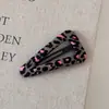 Pinza para el pelo con estampado de leopardo coreano para mujer, Pinza BB triangular forma de gota de agua, Pasador simple de tela, Pinza lateral para flequillo, Pinza para el pelo para mechones sueltos