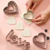Molde cortador de galletas de acero inoxidable, forma de corazón de amor, herramienta de corte para hornear tortillas de frutas, molde de acero inoxidable
