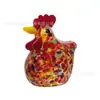 Artesanías de Esmalte de Colores Loro Lindo Gallo Pequeño Gallina Pequeña Dibujos Animados Adornos de Cristal Sala de Estar Hogar Decoración Suave Péndulo