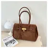 Bolsa de platina retrô de grande capacidade transfronteiriça, novo estilo feminino, alta aparência, bolsa de mão para o dia a dia, bolsa de ombro de nicho francês