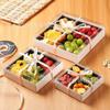 Caja de Empaque Transparente de Papel-Plástico con Cuatro Compartimentos, Caja de Frutas de Cuatro Piezas, Caja de Empaque para Cortar Fruta Fresca, Caja Cuadrada Desechable para Almuerzo