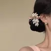Presilha de cabelo com laço multicamadas e pingente de pérola, estilo princesa delicado para o lado, versátil e elegante para penteados presos e franjas