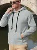 Sudadera Jacquard Casual de Estilo Americano para Hombre de Amazon Transfronterizo, Sudadera con Capucha de Color Sólido Versátil a Cuadros para Hombre con Bolsillos