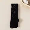 Meias Infantis Nova Coleção de Outono: Meia-calça Fina Colorida Sólida com Listras Verticais e Strass, Padrão Estrelado, para Crianças Pequenas e Maiores