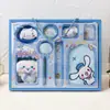 Lindo Kuromi Dibujo Animado 64K Cuaderno de Felpa Divertido Set de Papelería Sanrio Bolígrafo Peludo Insignia Premio