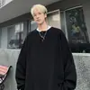 Camiseta de manga comprida com gola Henley para homens, estilo americano outonal de peso pesado para jovens, moletom de camada interna de alta qualidade para primavera e outono
