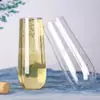 Fábrica de Origem 9oz Pet Transparente Sem Cabo Plástico Taça de Champanhe Reutilizável Longa Suprimentos de Festa Luxo Acessível Copo