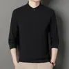 2025 Nuevo Otoño e Invierno Sudadera Pulóver de Terciopelo Alemán para Hombre de Cuello Alto Medio Color Sólido Casual Engrosada Cálida Camiseta Base Superior