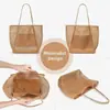 Bolsa de Praia Dobrável Transfronteiriça Bolsa de Mão de Rede Bolsa de Ombro Feminina Essencial para Viagem ao Ar Livre de Verão Bolsa de Lazer