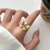 Anillo de Mariposa con Esmalte Goteado para Mujer, Anillo Vintage Estilo Chino Color Pintura al Óleo Mariposa Tridimensional Índice del Dedo con Perla