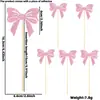 Pastel de Cumpleaños Amazon Rosa Enchufe Papel Brillante Lazo Tarjeta Niña Lazo Tema Fiesta Bandera