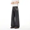 Jeans Rectos de Mezclilla Cruda Patchwork Estilo Americano con Estampado de Serpiente para Hombre, Tallas Grandes, Marca de Moda, Corte Limpio, Pantalones Acampanados Jacquard