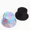 Comércio Exterior Transfronteiriço Novo Tie-Dye Cor Pura Estampado Top Plano Chapéu de Pescador Dupla Face para Homens e Mulheres Chapéu de Sol Lazer ao Ar Livre
