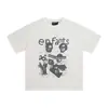 Erd Melancolia Rico Vintage Lavado Estampa Rachada Quadrinhos Waffle Unissex Manga Longa Camiseta Camada Base Tendência