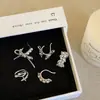 Diseño Estrella Lazo Perla Circonita Clip para Oreja Femenino Elegante Nicho Exquisito Pendientes Versátiles sin Pendientes Pendientes