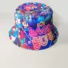 Gorro de Pescador con Graffiti de Celebridad de Internet de Doble Cara Retro Visera Solar Sombrero Protector Solar para Hombres y Mujeres Exterior Versátil Sombrero Cubeta Estampado Hip-hop
