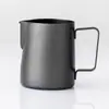 Taza para Latte Art de Acero Inoxidable 304, Punta de Teflón Negro, Cilindro para Latte Art Engrosado, Taza para Espuma de Leche, Cilindro para Leche Fantasía en Relieve