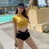 Nuevo Bikini Boxer Sexy para Cubrir la Barriga Adelgazante Traje de Baño Conservador con Abertura para Mujer Verano Push-Up Traje de Baño para Aguas Termales