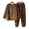 Fuxijiada Conjunto de Pijama Cálido de Terciopelo de Partículas Otoño e Invierno Conjunto de Dos Piezas Cardigan Manga Larga con Bolsillos Se Puede Usar Fuera de Casa Ropa de Casa