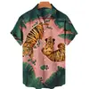 Camisa de Moda Europea y Americana Transfronteriza para Hombre Estilo Nuevo Estampado Digital 3D Hawaiana Casual de Manga Corta Cárdigan Superior