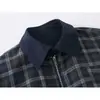 Chaqueta de Trabajo Cuadros Doble Cara Estilo Retro Simple Forn3 para Hombre, Estilo Ligeramente Maduro, Abrigo Cuadros Holgado Primavera y Otoño N2088