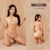 Ropa interior sexy de encaje con sujetador de tres puntos, ropa interior para mujer, pijama de tentación transparente, traje de tanga al por mayor
