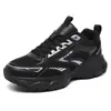 Tênis Dad Respirável de Malha Masculino com Sola Grossa Aumento de Altura Casual Esportivo Preto e Branco Color Blocking Leve Tamanho Grande 47 Tênis de Corrida 46