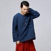 26 Primavera Nuevo Estilo Algodón y Lino Ropa Artística para Hombre, Top Estilo Chino con Cierre de Botones, Camiseta de Ramio para Hombre, Ropa para Hombre Estilo Chino