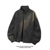 Chaqueta de cuero tie-dye mate para hombre, estilo retro americano primavera/otoño, top fresco y elegante, nueva chaqueta de cuero PU 2026