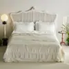 Colcha de Verano Tencel de Alta Gama Colcha de Verano con Encaje Francés Colcha de Verano de Cuatro Piezas Lavable a Máquina Seda de Hielo Fresca Sedosa Colcha para Aire Acondicionado
