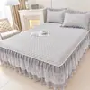 Juego de Tres Piezas Falda de Cama Estilo Princesa de Látex Mate Verano 2026 Nuevo Colcha de Encaje de Verano Sábana con Borde de Falda