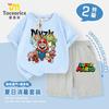 Traje de Manga Corta para Niños Super Mario Verano 2025 Algodón Holgado Casual Conjunto de Dos Piezas de Top y Shorts para Niños