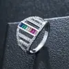 Serie Arco Iris Europeo y Americano AliExpress Transfronterizo Color Anillo de Circonita Cuadrada Anillo Joyería de Alta Gama Venta al por Mayor