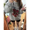 Divertido Europeo y Americano Estilo Japonés y Coreano Lindo Combinable Unisex Mori Sudadera de Cuello Redondo para Mujer Ropa Hip-hop sin Capucha Estampada Genial para Mujer