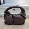 Nuevo Bolso de Mano Versátil de Moda Transfronteriza de Cuero Genuino con Forma de Cuerno, Bolso de Hombro, Bolso de Muñeca Tipo Nube, Bolso Plisado