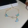 Asas de Borboleta Névoa de Pêssego~Pulseira Borboleta de Zircônia Estilo Coreano Pulseira Doce Estilo Design de Nicho Joia de Luxo Leve Sensação de Alto Padrão