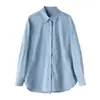 Xin Ge Estilo Básico Sencillo Camisa con Cuello Blusa Holgada de Manga Larga Resistente a las Arrugas con Caída Versátil para Todas las Estaciones Camisa para Vestir en Capas