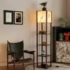 Lámpara de pie estética de la dinastía Song, estante lateral para sofá de sala de estar de estilo chino con luz ambiental decorativa integrada, lámpara de mesa de pie para sala de té
