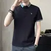 Camiseta Masculina de Manga Curta de Seda de Gelo Verão Fina Gola Polo Camisa Casual de Alta Qualidade Algodão Piquet Tendência de Moda Verão Manga Meia