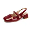 Sapatos femininos de estudante, bico quadrado, tamanho grande, salto médio, tamanho 35-48, bico fechado, sandálias sem calcanhar, dropshipping transfronteiriço AliExpress
