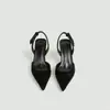 Sandalias de verano populares para mujer con espalda descubierta, punta fina, tacón delgado, gamuza cómoda, zapatos para mujer de talla grande de comercio exterior