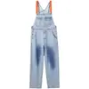 Mono de Peto Vaquero Elegante de Color Contrastante Reductor de Edad para Mujer Otoño e Invierno 2025 Tallas Grandes Diseño para Gorditas Aspecto Adelgazante