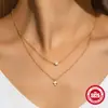 Collar de Plata de Ley S925 con Colgante de Cruz Cadena de Clavícula con Perla Diseño Popular Europeo y Americano Todo-partido Multicapa Doble Capa para Mujer