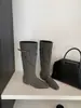Botas de caballero para mujer con hebilla de cinturón estilo británico, nuevo modelo otoño e invierno 2026, botas altas de punta cuadrada con tacón grueso y caña alta