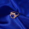 Conjunto 2024 Pingente Floco de Neve Zircônia Azul Conjunto de Três Peças Colar Brincos Anel Feminino Moda Ins Elegante Conjunto de Joias