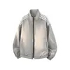 Chaqueta Deportiva a Rayas Patchwork Estilo Retro Universitario, Chaqueta Sencilla con Cuello Alto, Cárdigan Holgado Versátil Unisex para Hombre