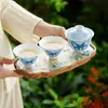 Sonho da Fabricante Borboleta Gaiwan Xícara de Chá Conjunto de Chá de Cerâmica Presente de Aniversário para Meninas Conjunto de Caixa de Presente Prático e de Alta Qualidade