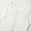 Artículo Caliente Transfronterizo de AliExpress Nuevo Primavera 2026 Top de Tela Mixta sin Mangas Cuello Redondo de un Solo Botón para Mujer 5644127