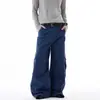 Pantalones cargo azules de trabajo retro americano para hombres y mujeres, pantalones anchos casuales versátiles nuevos, de pierna ancha, vintage